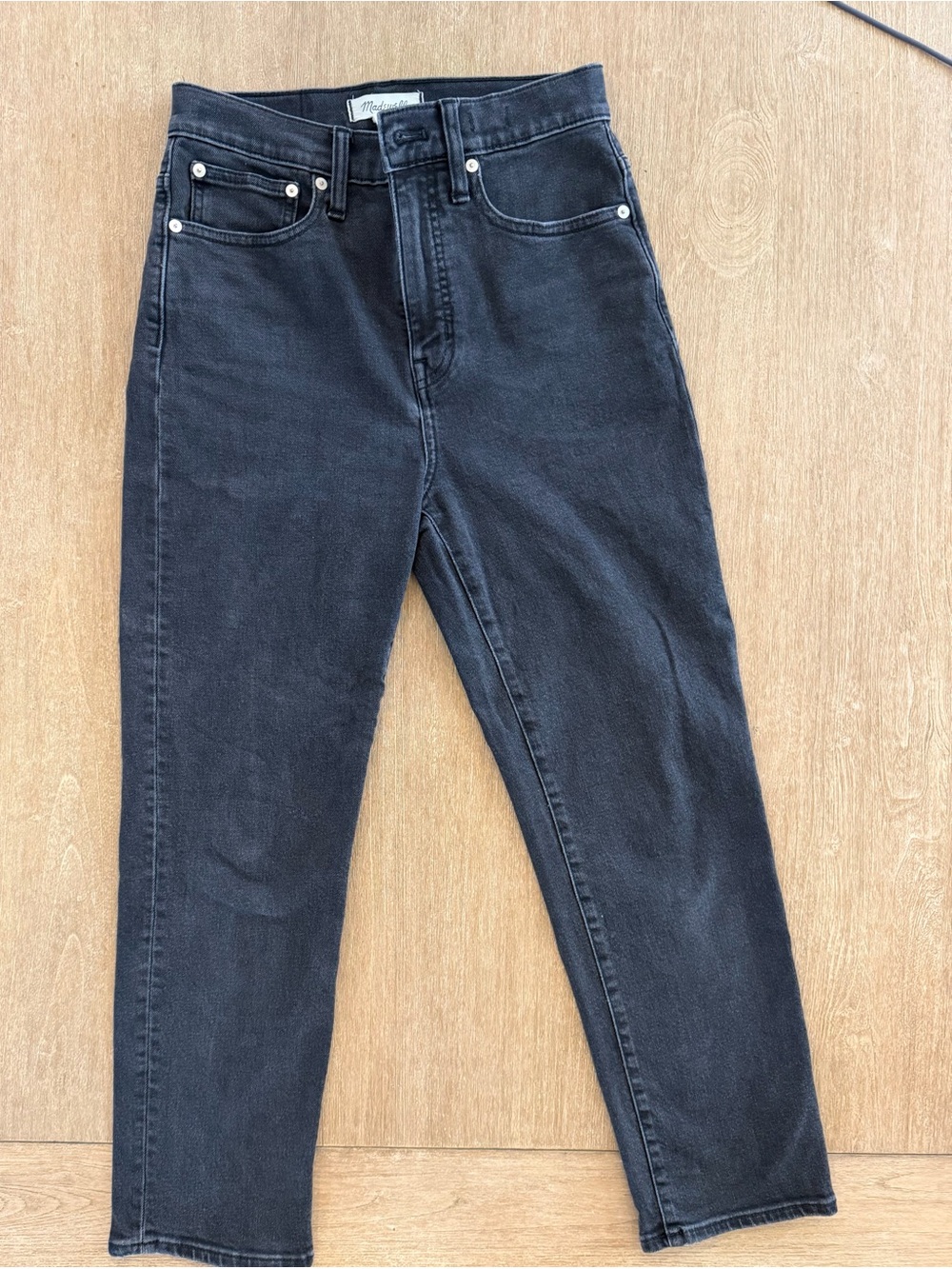 Madewell Classic Straight Jeans Size 26 Black Washed Denim High Rise